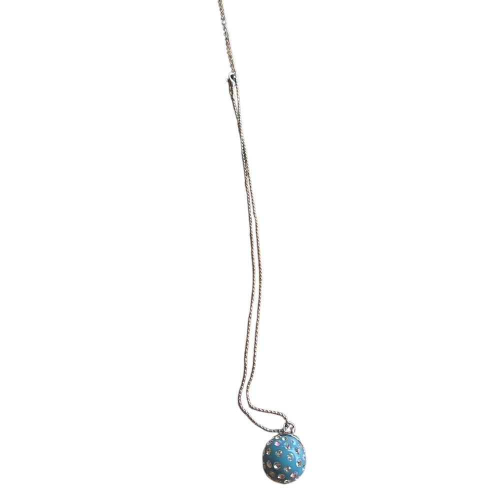 Blue and Silver Sparkle Ball Necklace